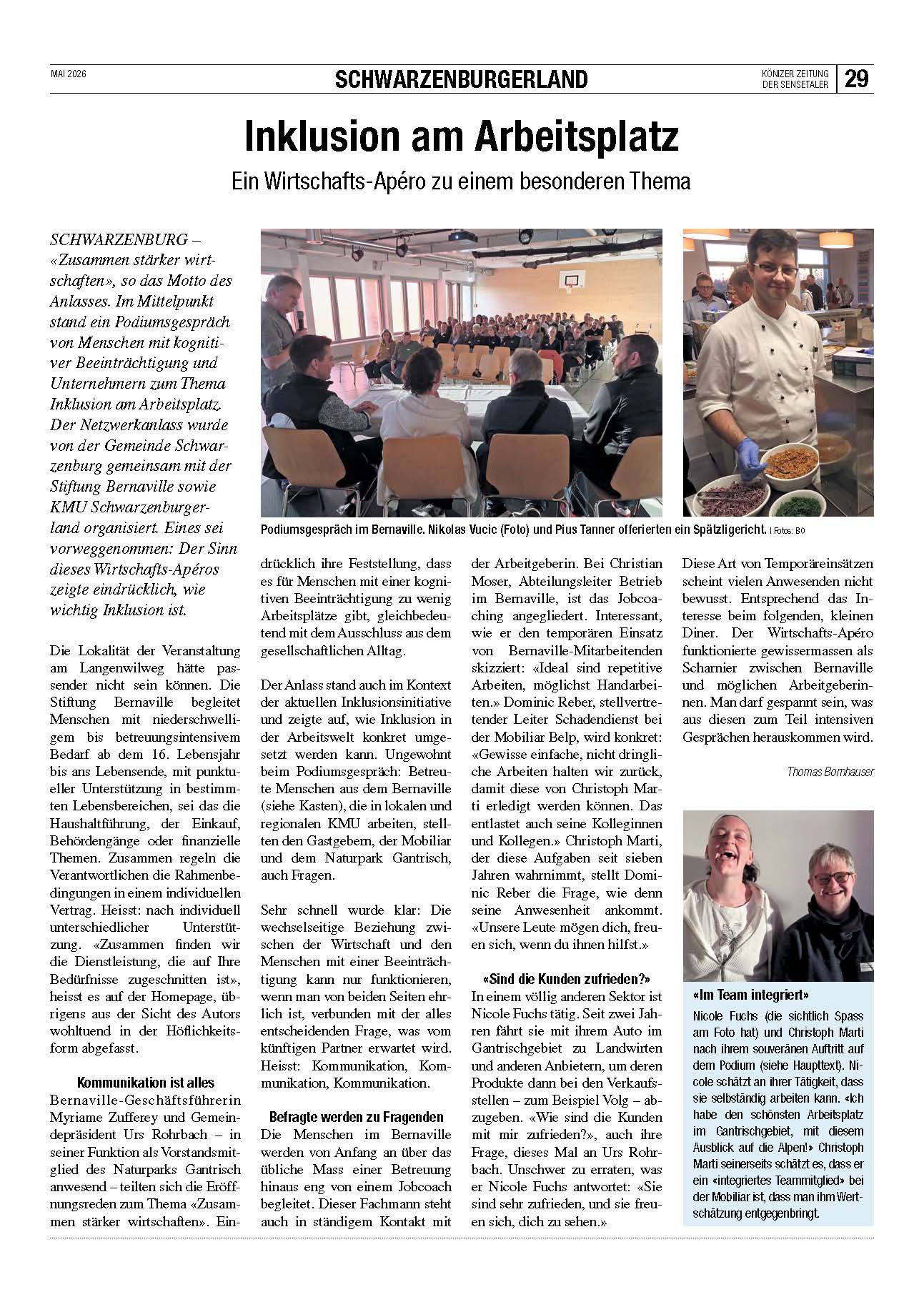 Inklusion Am Arbeitsplatz, Könizer Zeitung Mai 2025 (1)